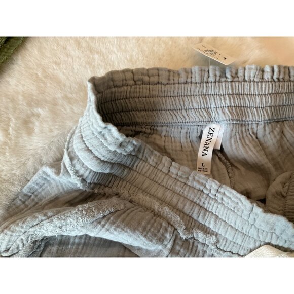 Zenana NEW Double Elastic band Drawstring Short size Large Grey Silver - Picture 4 of 4
